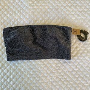 Silver Metallic Swimming Suit Top | Small